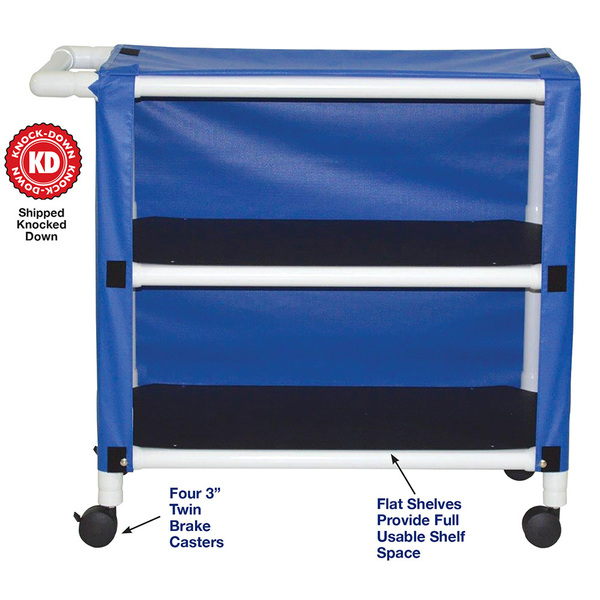 Mjm Internaitonal Two Shelf Wide Linen Cart, Standard Mesh - Navy 332-2C-SM-NV